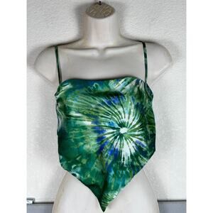 Tie Back Festival Spaghetti Strap Satin halter top Miss Sparkling Womens M